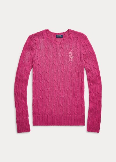 Sueter Polo Ralph Lauren Mujer Rosas Oscuro - Cable-Knit Cotton - OZPJI9865